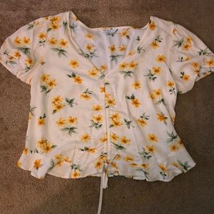 american eagle cropped floral blouse